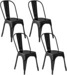 HomCom 4 darabos acél étkezőszék szett, ipari stílusú - rakásolható és modern