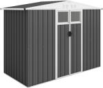 Outsunny Kerti Fészer 4 Szellőzőnyílással, 2 Ablakkal és Ferde Tetővel, 246x117x161/180 cm, Sötétszürke