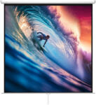 HomCom 120 hüvelykes 1: 1 vetítővászon, feltekerhető vászon 160°-os szöggel és mennyezeti vagy fali rögzítéssel, 223x8x223 cm, fehér