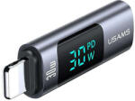 USAMS SJ681LN01 lightning to usb-c PD gyorstöltő adatper 30W, LCD kijelző (SJ681LN01)