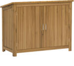 Outsunny kültéri fa szerszámos szekrény 2 ajtóval és 2 polccal, 110x50x85 cm, barna