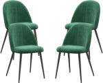 HomCom 4 db-os modern kárpitozott szék szett ívelt háttámlával, bársony, szövet székek, 50x52x83 cm, zöld