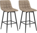 Homcom Nordic bárszékek, háttámlával és lábtartóval, 84 cm, bársony és fém, barna