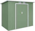 Outsunny Casetta da Giardino in Acciaio con Tetto Inclinato e Doppia Porta