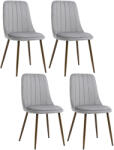 HomCom 4 db-os étkezőszék szett, modern konyhai szék bársony kárpitozással, ívelt háttámlával és acél lábbal nappaliba, hálószobába, szürke
