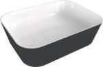 Polysan Banera - Pultra helyezhető mosdó 50x35 cm, túlfolyó nélkül, csapfurat nélkül, matt antracit/fehér 14596.52 (14596.52)