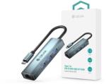 DEVIA USB Type-C - USB 3.1 + RJ45 + 3xUSB 3.0 elosztó/adapter - Devia Leopard Series 5 V3 HUB - szürke (ST387982-402115673)