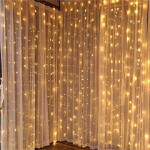 Entac Kültéri LED-es nano fényfüggöny ajtóra, ablakra, falra (300LED/3m x 3m) 8 világítási mód, meleg fehér (ECCL-300WW)