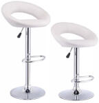  Kitti bárszék, 2 db, állítható magasságú, fehér, 61-82 cm, 360°-ban forgatható ülőrésszel, fém vázzal és műbőr ülőfelülettel (HOP1000877-2)