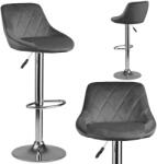 Sofotel Bárszék, Sofotel Nerra, szürke, 1 db, 58-82cm ülésmagasság, háttámlás, lábtartóval, krómozott talp (TE260010)