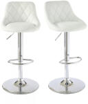  Kitti háttámlás bárszék, 2 db, állítható magasságú, fehér, 60-80 cm, 360°-ban forgatható ülőrésszel, fém vázzal és műbőr kárpitozással (HOP1001126-2)