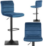 Sofotel Bárszék, Sofotel Drava, kék, 1 db, 62-84 cm ülésmagasság, háttámlás, lábtartóval, velúr kárpit, fekete talp (TE260401)