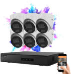 Hikvision 6 dome biztonsági kamerás IP kamera rendszer 4MP színes éjjellátással