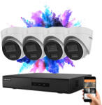 Hikvision 4 dome biztonsági kamerás IP kamera rendszer 4MP színes éjjellátással
