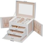SONGMICS KARINA tükrös ékszerdoboz, 22, 5x17, 5x16, 5cm, fehér SongmicsHome