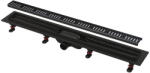 Alcadrain ALCA APZ10BLACK-650 SIMPLE zuhanyfolyóka, műanyag alaptest, fém rács, kombinált bűzzár (APZ10BLACK-650)