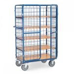 SSI Csomagszállító kocsi, 5 szintes, dróthálós, zárható, dupla csuklós ajtókkal, 600 kg-ig, H 1000 x B 600 mm (SS126524)