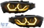KITT Lightning Headlights Angel Eyes Yellow LED DRL suitable for BMW 3 Series F30 F31 Sedan Touring (10.2011-05.2015) (HLBMF30YDRL)