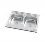 Melanstar Rátétes Mosogató, 80×60cm, kétmedencés, mikrotextúrázott acél (MEL8060BD)