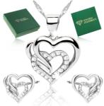 Golden Celebrity Ezüst Nyaklánc Szív Fülbevaló 925 Ajándék Nőknek, Feleségnek, Barátnőnek