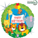  Happy Birthday Jungle Animals Holo fólia lufi 46 cm