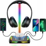 Feegar Fejhallgató Tartó Feegar Hold Rgb Világítással, 3x Usb Hub, Type-C, Indukciós Töltés (5904610880357)