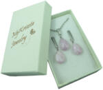  Kunzit csepp fülbevaló & nyaklánc ékszerszett