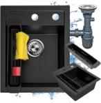 Lavello Gránit mosogatótálca, egy medencés, 50×40cm, szifon kosárral (NexaSinks Liam 1.0 czarny jednolity)