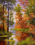 Figured Art Set goblen cu diamante, cu sasiu, Lac toamna, 40x50 cm (DP-508-Y)