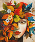 Figured Art Set goblen cu diamante, cu sasiu, Chip inflorit, inspiratie Picasso, 40x50 cm (DP-FA10463-Y)