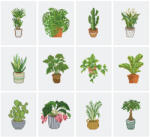 Figured Art Mini set 12 goblenuri cu diamante, fara sasiu, Plante 2, 18x15 cm (LZ003)