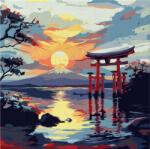 Figured Art Mini set pictura pe numere, cu sasiu, Poarta Torii la apus, 20x20 cm (SFA304-Y)