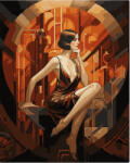 Figured Art Set pictura pe numere, cu sasiu, Femeie sezand - Art Deco, 40x50 cm (FA10222-Y)