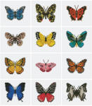 Figured Art Mini set 12 goblenuri cu diamante, fara sasiu, Fluturi 2, 18x15 cm (BT002)