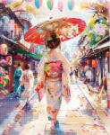 Figured Art Set goblen cu diamante, cu sasiu, Femeie in yukata, 40x50 cm (DP-FA10576-Y)