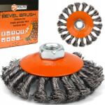 POLAX Oldalsó tárcsa drótkefe csiszológépekhez 100mm fonott huzal M14 (54-164)