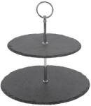 Excellent Houseware Suport servire cu 2 nivele Excellent Houseware, bambus metal, 25x23 cm, antracit (KO-210000060) Tava