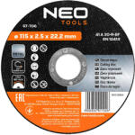 NEO Disc de taiere 115x2, 5x22, 2 mm, pentru metal (57706) Disc de taiere