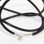  Fekete Szíj Ezüst Kapcsokkal 925 átmérő 2 mm hossz 70 cm