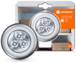 OSRAM DOT-it CLASSIC Silver, beltéri, ezüst 68 mm átmérőjű ezüst LED lámpa, 3xAAA elemmel, 0.23W, foglalat: LED modul, IP20 védelem, 7000K színhőmérséklet, 10lm fényerő, 2 év garancia 4058075227804 (4058075