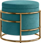 Homcom Bársony Tároló Puff, 24L, Levehető Fedél, Ø42x39cm, Zöld