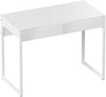 HomCom Modern Íróasztal 2 Fiókos Acél Lábakkal, 100x50x75 cm, Fényes Fehér