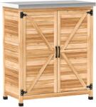 Outsunny kültéri szekrény belső polccal és munkapaddal, fából és horganyzott acélból, 79x43x92 cm, fa színű