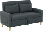 Homcom Modern 2 személyes kanapé, karfákkal, 2 levehető párnával és tárolóhellyel, 135x72x84 cm, szürke