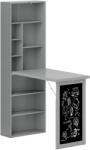 HomCom Összecsukható Íróasztal Könyvespolccal, Táblával és Összecsukható Étkezőasztallal, 98x51x153 cm, Sötétszürke - pepita - 39 090 Ft