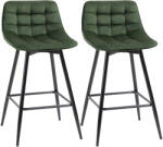 Homcom 2 darabos bárszék szett háttámlával és lábtartóval, skandináv stílusú kárpitozott fém bárszékek