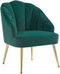 Homcom zöld bársony fotel - kagylóhéj háttámla és arany lábak