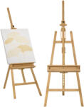 Vinsetto Összecsukható Bükkfa Festőállvány Állítható Magassággal és Döntéssel, 65x110x180-235 cm, Natúr Fa