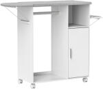 Homcom vasalódeszka-szekrény - 3 polc, szivacsos felső rész és mosási útmutató Vasalódeszka