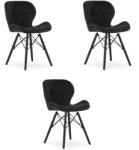  LAGO Bársonyfotel - fekete / 3 db fekete láb